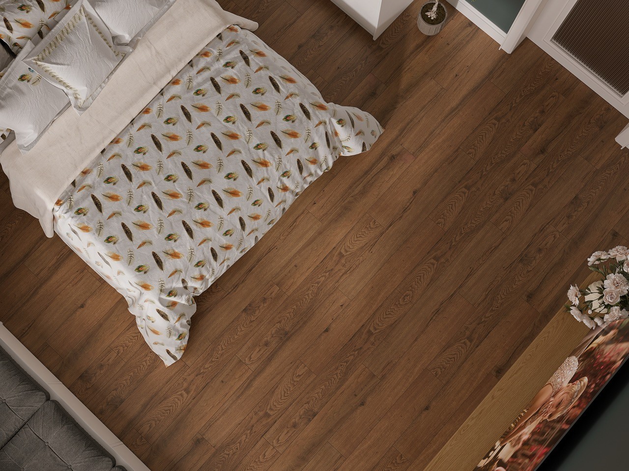 Кварцвиниловый SPC ламинат Cronafloor Joli Темпо J1007 1200×150×4 фото в интерьере